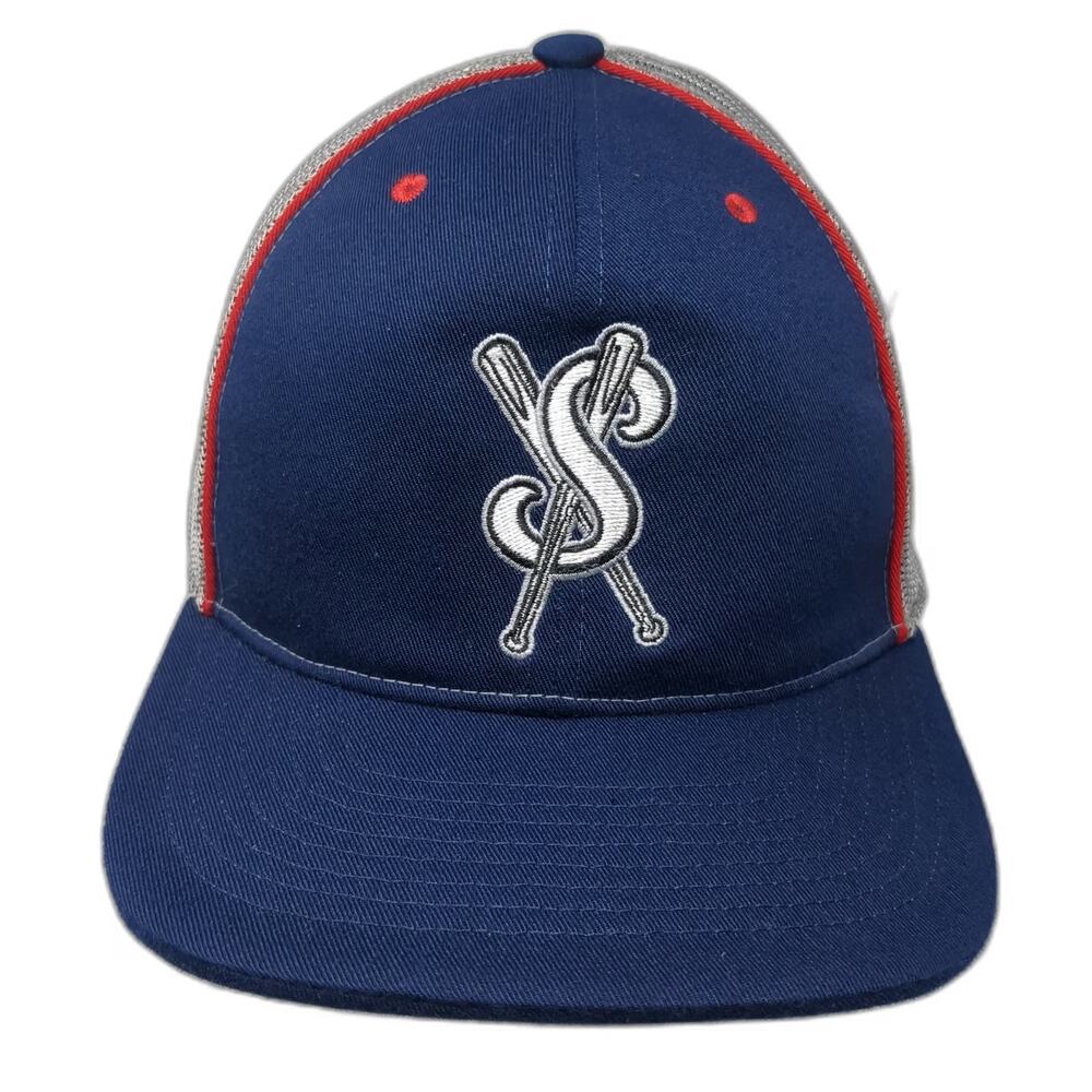 Boombah Baseball Cap Blue XL Mesh Back Stretch Fit Crossed Bats Logo S Hat